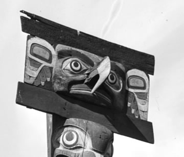 Close up of Haida Mortuary Pole