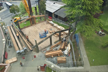 Aerial view of the roof taken off the Carving Shed