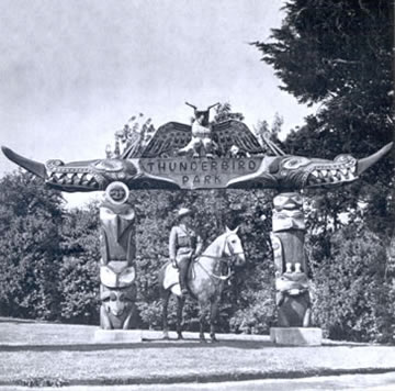 Thunderbird Park Name Post and mounted police