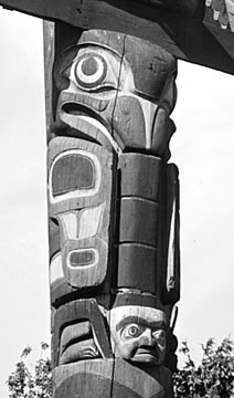 Close up of Haida Mortuary Pole