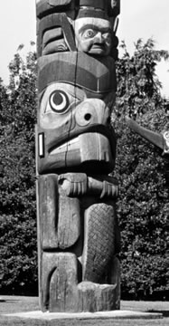 Close up of Haida Mortuary Pole