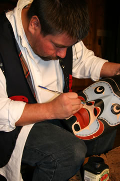 	 David peint un masque 