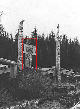 Haida mortuary pole in situ