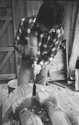 Tim Paul working on a pole for the Captain Cook Birthplace