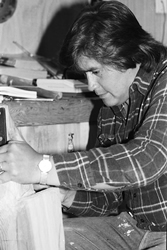 Tim Paul shaping a mask