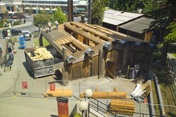 Roof coming off the Carving Shed