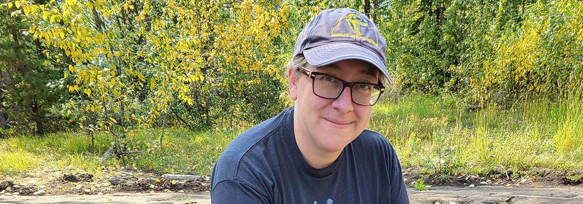 Palaeontologist in the field